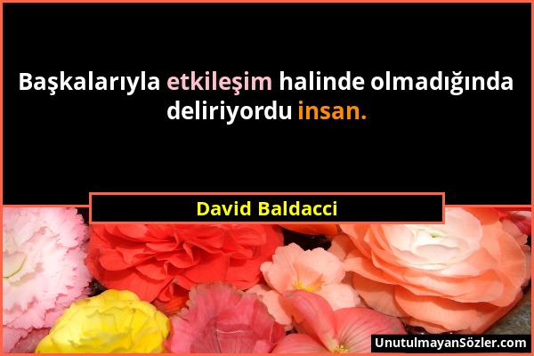 David Baldacci - Başkalarıyla etkileşim halinde olmadığında deliriyordu insan....