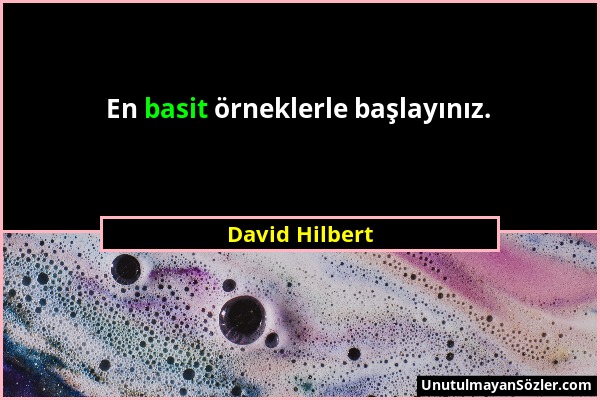 David Hilbert - En basit örneklerle başlayınız....