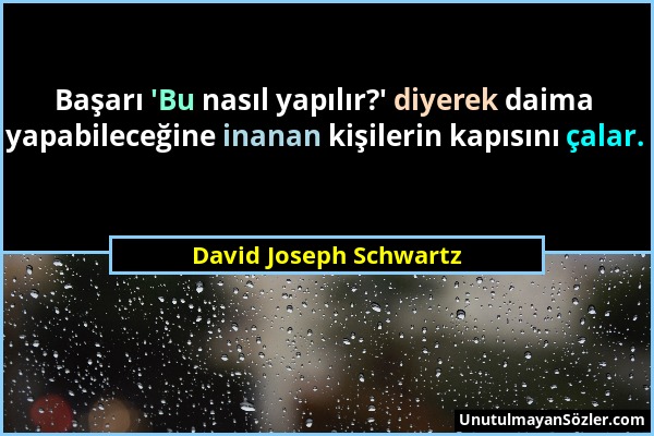 David Joseph Schwartz - Başarı 'Bu nasıl yapılır?' diyerek daima yapabileceğine inanan kişilerin kapısını çalar....