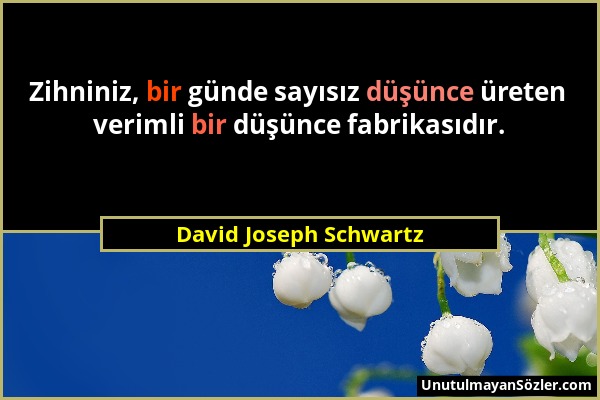 David Joseph Schwartz - Zihniniz, bir günde sayısız düşünce üreten verimli bir düşünce fabrikasıdır....