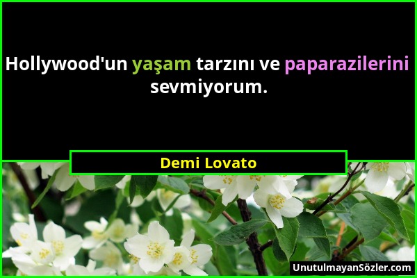 Demi Lovato - Hollywood'un yaşam tarzını ve paparazilerini sevmiyorum....