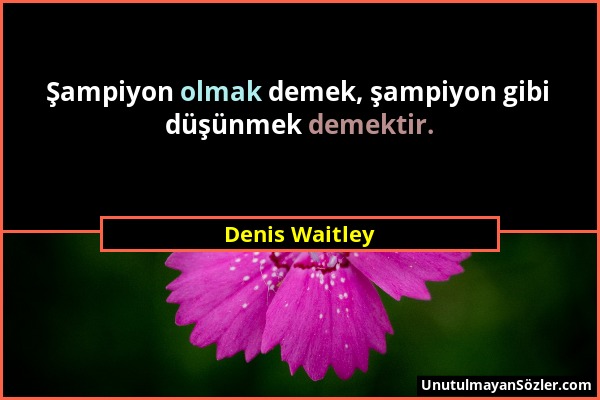 Denis Waitley - Şampiyon olmak demek, şampiyon gibi düşünmek demektir....