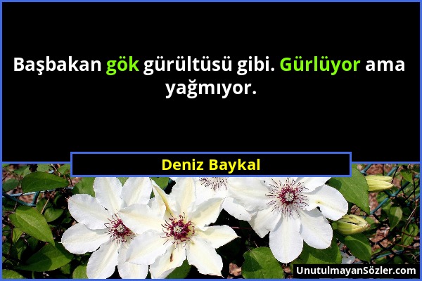 Deniz Baykal - Başbakan gök gürültüsü gibi. Gürlüyor ama yağmıyor....