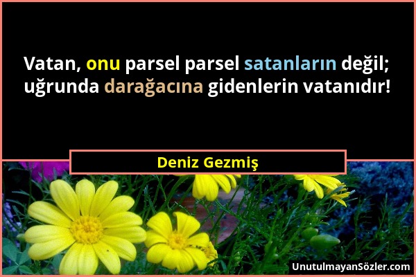 Deniz Gezmiş - Vatan, onu parsel parsel satanların değil; uğrunda darağacına gidenlerin vatanıdır!...