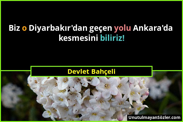 Devlet Bahçeli - Biz o Diyarbakır'dan geçen yolu Ankara'da kesmesini biliriz!...