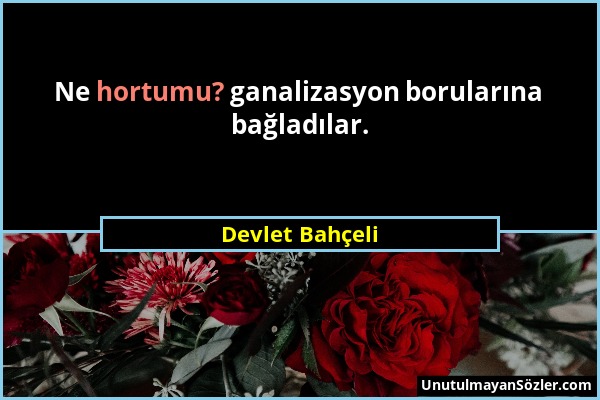 Devlet Bahçeli - Ne hortumu? ganalizasyon borularına bağladılar....