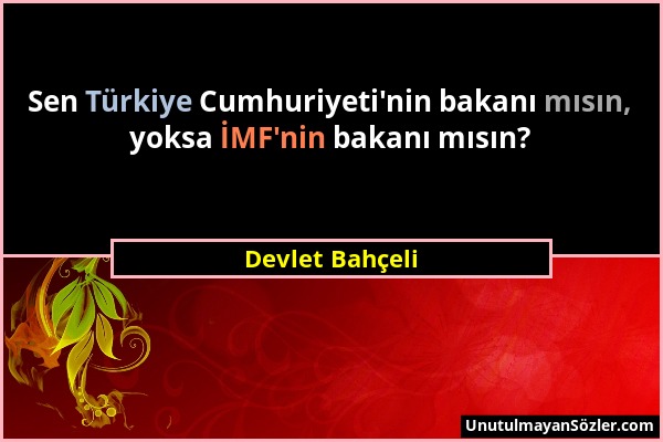 Devlet Bahçeli - Sen Türkiye Cumhuriyeti'nin bakanı mısın, yoksa İMF'nin bakanı mısın?...