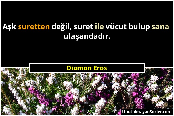 Diamon Eros - Aşk suretten değil, suret ile vücut bulup sana ulaşandadır....