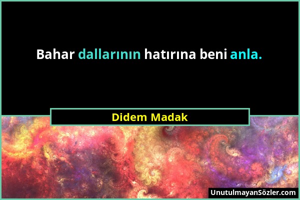 Didem Madak - Bahar dallarının hatırına beni anla....