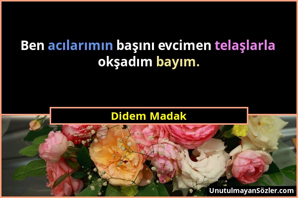 Didem Madak - Ben acılarımın başını evcimen telaşlarla okşadım bayım....