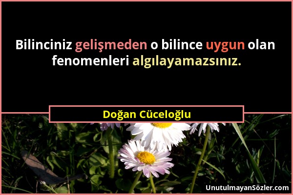 Doğan Cüceloğlu - Bilinciniz gelişmeden o bilince uygun olan fenomenleri algılayamazsınız....