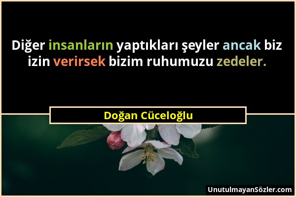 Doğan Cüceloğlu - Diğer insanların yaptıkları şeyler ancak biz izin verirsek bizim ruhumuzu zedeler....