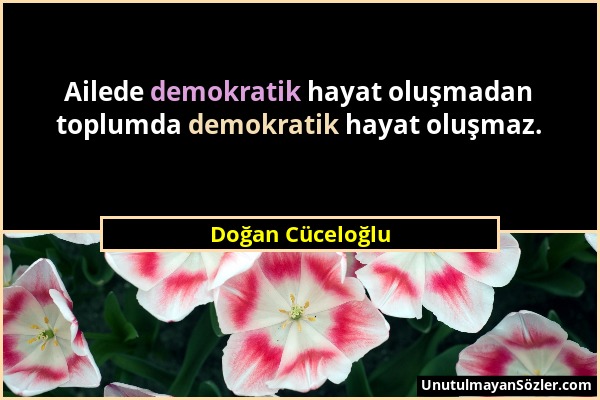 Doğan Cüceloğlu - Ailede demokratik hayat oluşmadan toplumda demokratik hayat oluşmaz....