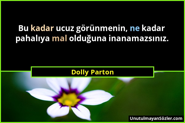 Dolly Parton - Bu kadar ucuz görünmenin, ne kadar pahalıya mal olduğuna inanamazsınız....