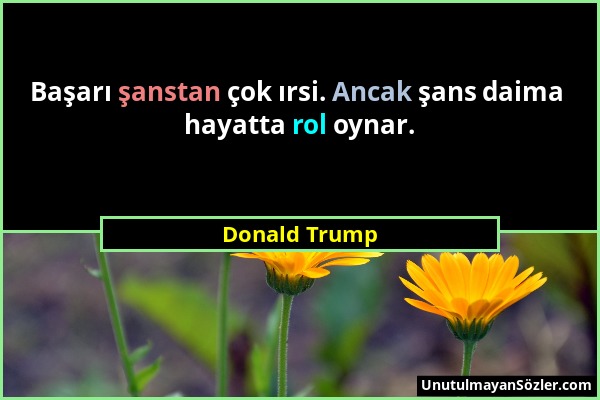 Donald Trump - Başarı şanstan çok ırsi. Ancak şans daima hayatta rol oynar....