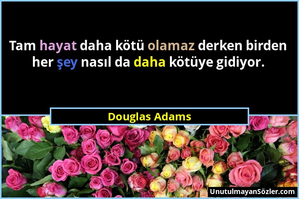 Douglas Adams - Tam hayat daha kötü olamaz derken birden her şey nasıl da daha kötüye gidiyor....