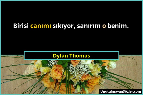 Dylan Thomas - Birisi canımı sıkıyor, sanırım o benim....
