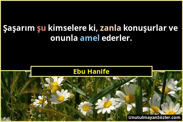 Ebu Hanife - Şaşarım şu kimselere ki, zanla konuşurlar ve onunla amel ederler....