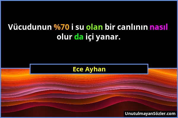 Ece Ayhan - Vücudunun %70 i su olan bir canlının nasıl olur da içi yanar....