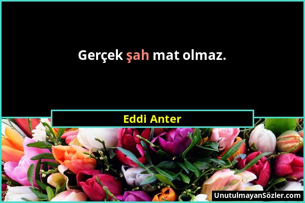 Eddi Anter - Gerçek şah mat olmaz....