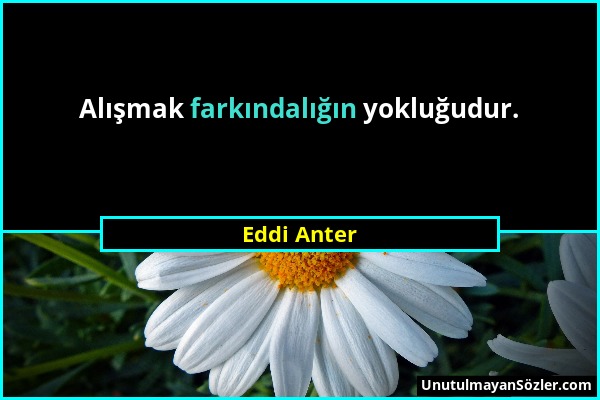 Eddi Anter - Alışmak farkındalığın yokluğudur....