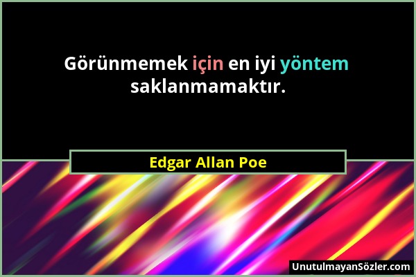 Edgar Allan Poe - Görünmemek için en iyi yöntem saklanmamaktır....