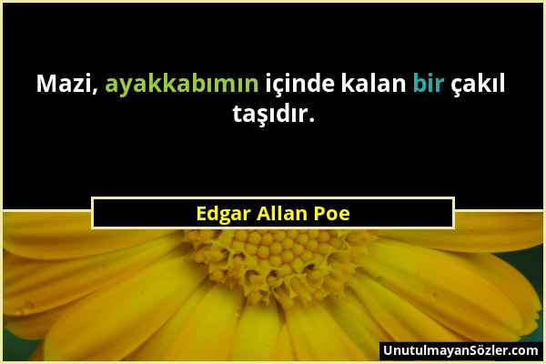 Edgar Allan Poe - Mazi, ayakkabımın içinde kalan bir çakıl taşıdır....