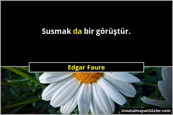 Edgar Faure - Susmak da bir görüştür....