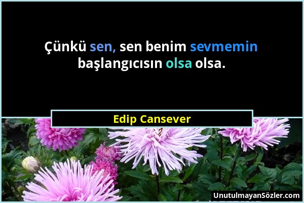 Edip Cansever - Çünkü sen, sen benim sevmemin başlangıcısın olsa olsa....