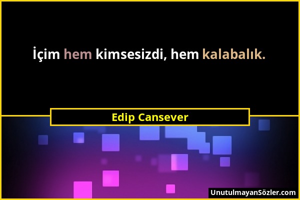 Edip Cansever - İçim hem kimsesizdi, hem kalabalık....