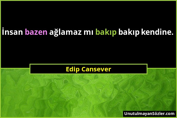 Edip Cansever - İnsan bazen ağlamaz mı bakıp bakıp kendine....