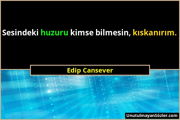 Edip Cansever - Sesindeki huzuru kimse bilmesin, kıskanırım....