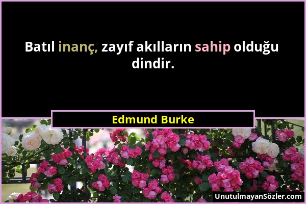 Edmund Burke - Batıl inanç, zayıf akılların sahip olduğu dindir....