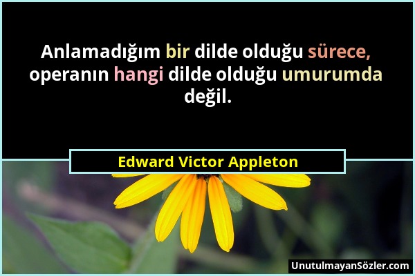 Edward Victor Appleton - Anlamadığım bir dilde olduğu sürece, operanın hangi dilde olduğu umurumda değil....