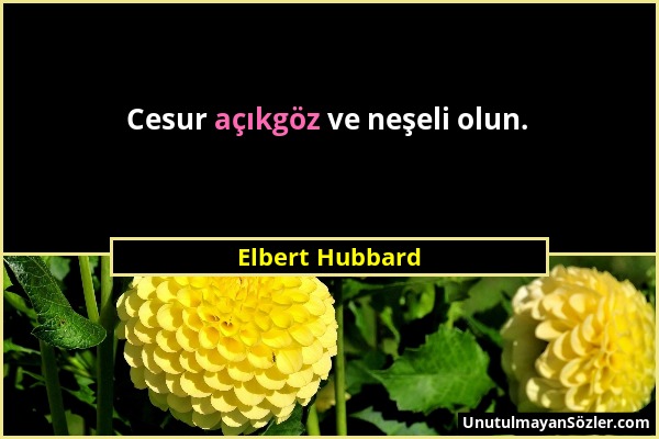 Elbert Hubbard - Cesur açıkgöz ve neşeli olun....