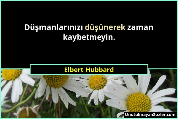 Elbert Hubbard - Düşmanlarınızı düşünerek zaman kaybetmeyin....