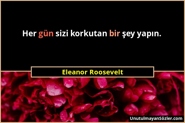 Eleanor Roosevelt - Her gün sizi korkutan bir şey yapın....
