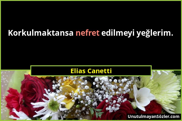 Elias Canetti - Korkulmaktansa nefret edilmeyi yeğlerim....