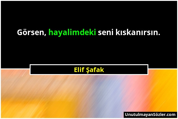 Elif Şafak - Görsen, hayalimdeki seni kıskanırsın....