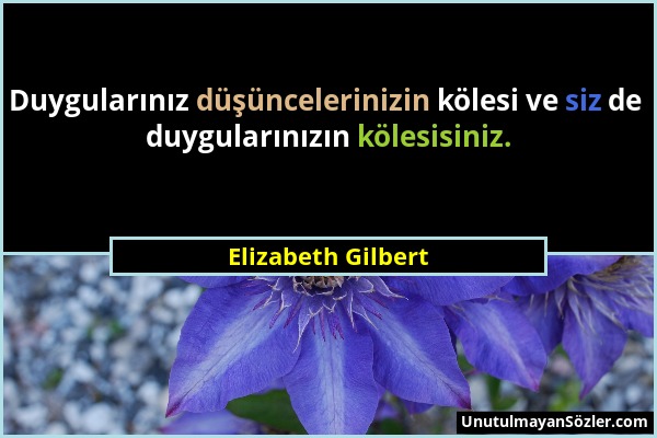 Elizabeth Gilbert - Duygularınız düşüncelerinizin kölesi ve siz de duygularınızın kölesisiniz....