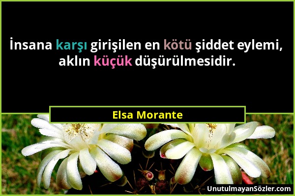 Elsa Morante - İnsana karşı girişilen en kötü şiddet eylemi, aklın küçük düşürülmesidir....