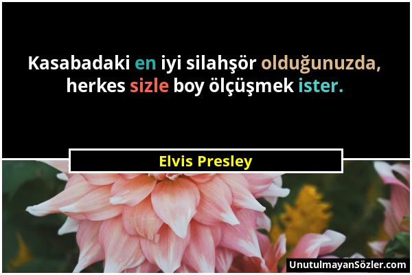 Elvis Presley - Kasabadaki en iyi silahşör olduğunuzda, herkes sizle boy ölçüşmek ister....