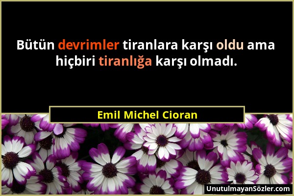 Emil Michel Cioran - Bütün devrimler tiranlara karşı oldu ama hiçbiri tiranlığa karşı olmadı....