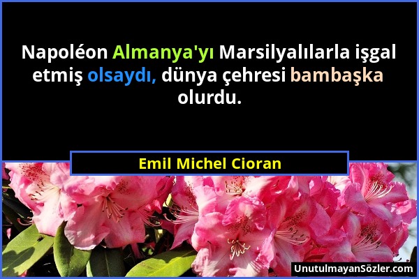 Emil Michel Cioran - Napoléon Almanya'yı Marsilyalılarla işgal etmiş olsaydı, dünya çehresi bambaşka olurdu....