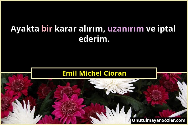 Emil Michel Cioran - Ayakta bir karar alırım, uzanırım ve iptal ederim....