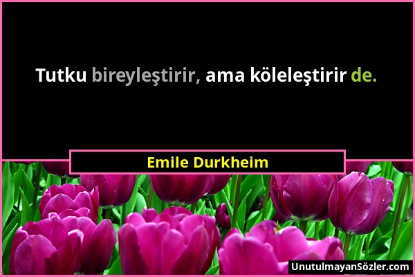 Emile Durkheim - Tutku bireyleştirir, ama köleleştirir de....