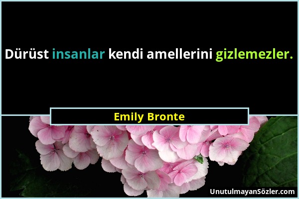 Emily Bronte - Dürüst insanlar kendi amellerini gizlemezler....