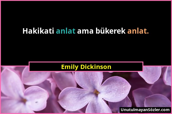 Emily Dickinson - Hakikati anlat ama bükerek anlat....
