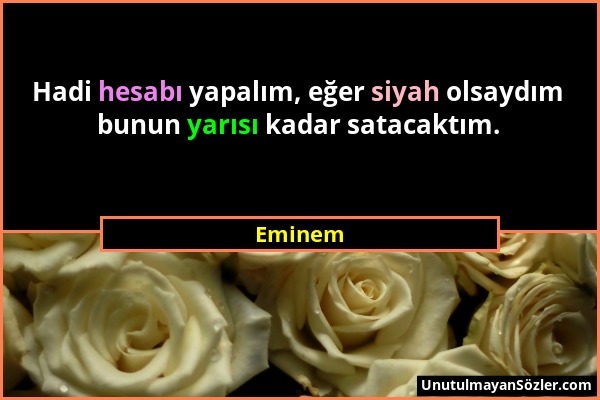 Eminem - Hadi hesabı yapalım, eğer siyah olsaydım bunun yarısı kadar satacaktım....