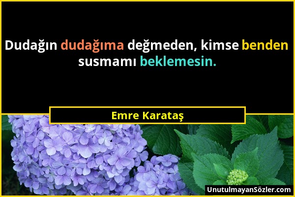 Emre Karataş - Dudağın dudağıma değmeden, kimse benden susmamı beklemesin....